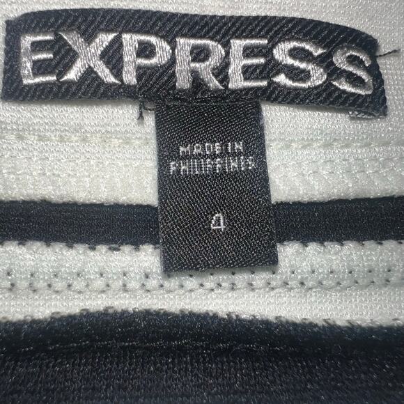 Black Gray White Striped Mini Skirt Stretchy Bodycon Pencil Skirt Size 4 - Picture 4 of 7